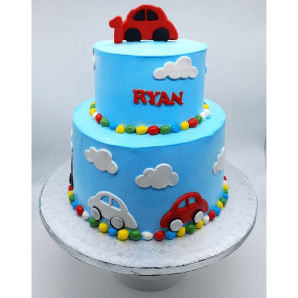 Red Car and Friends Buttercream Cake - White Spatula