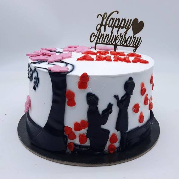 Couple Theme 25th Wedding Anniversary Cake | Couple Anniversary Cake |  Romantic Anniversary Cake - YouTube