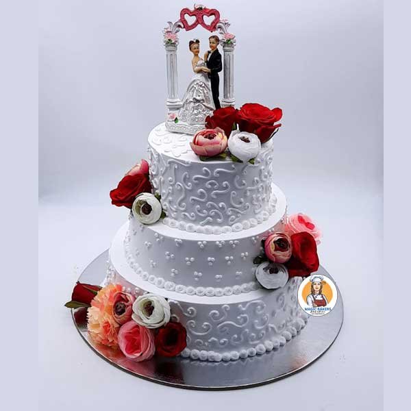 Buy/Send Peach Roses Truffle 2 Tier Cake- 3 Kg Online- FNP