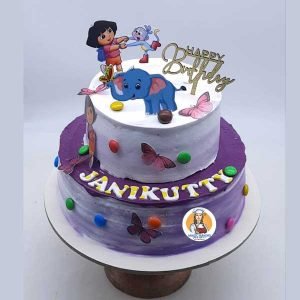 Dora Theme Two Tier Cake