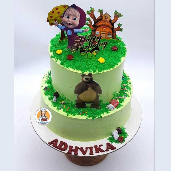 1-Tier Masha and the Bear Theme Cake – Cakes All The Way