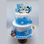 Winter Penguin Tier Cake