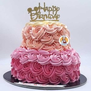 Rosetta Two Tier Birthday Cake