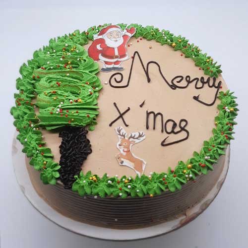 Merry Christmas Round Cake