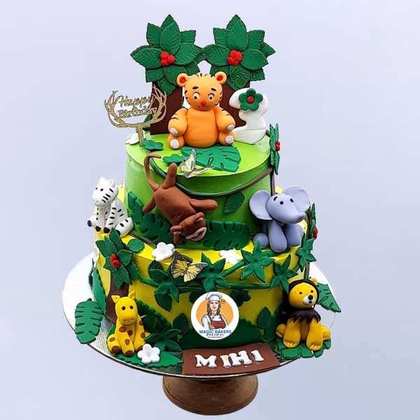 Birthday Animal Theme Two Tier Cake | Buy Two Tier Animal Theme Cake Online