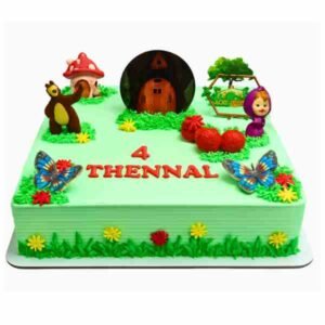 Strawberry Square Cake (Maasha And the Bear Theme)