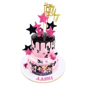 Black Pink Theme Cake