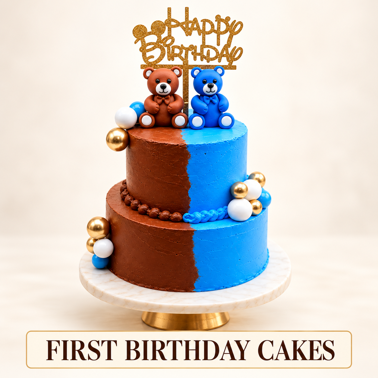 First birthday teddy bear cake from Magic Bakers, Palakkad